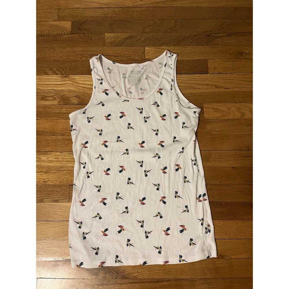 Time and Tru Women’s Plus 3X Ribbed Knit Scoop Neck Bird Tank Stretch